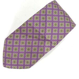 Bill Blass Pattered Tie Purple Cream Yellow Blue